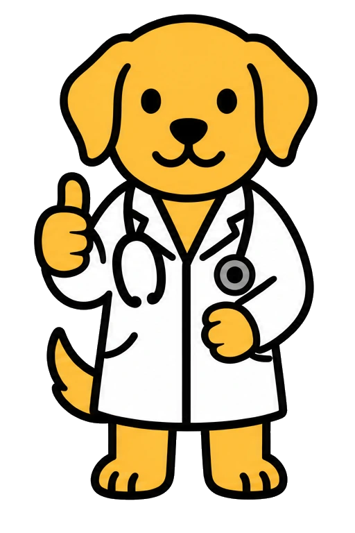Dr. Biscuit, a veterinary dog, giving a thumbs-up